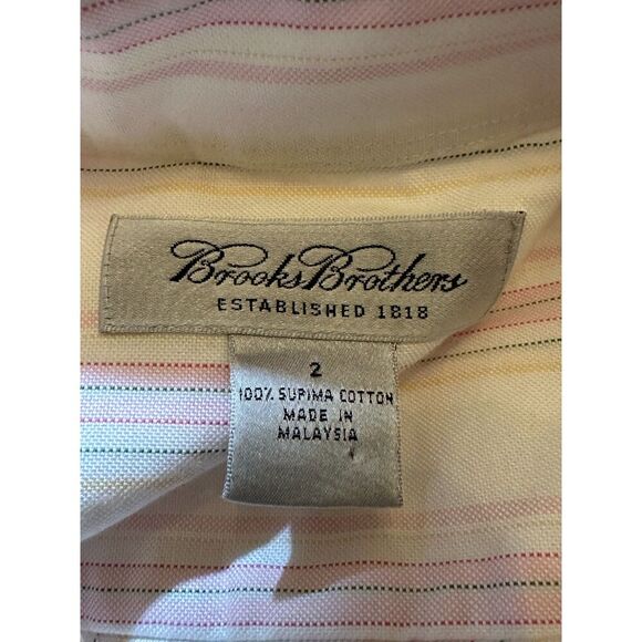 Brooks Brothers 100% Cotton White Pink Striped Button Up Longsleeve Sz 2 - Picture 6 of 8